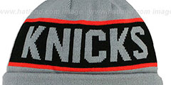 Knicks THE-COACH Grey-Black Knit Beanie Hat by New Era - 3rd View