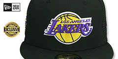 Lakers 17X WORLD CHAMPS MESH-BACK SIDE-PATCH Black-Gold Fitted Hat by New Era - 3rd View