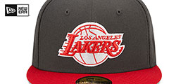 Lakers 2T COLOR PACK Charcoal-Red Fitted Hat by New Era - 3rd View