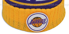 Lakers HIGH-5 CIRCLE BEANIE Purple-Gold by Mitchell and Ness - 3rd View