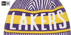 Lakers STRIPED Knit Beanie Hat by New Era - 3rd View