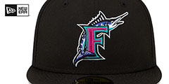 Marlins 1997 WS POLAR LIGHTS Black-Teal Fitted Hat by New Era - 3rd View