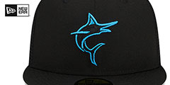 Marlins BATTING PRACTICE TRUCKER Black-Blue Fitted Hat by New Era - 3rd View