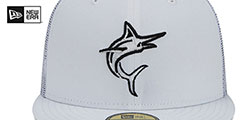 Marlins BATTING PRACTICE TRUCKER White Fitted Hat by New Era - 3rd View