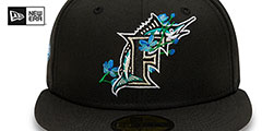 Marlins LOGO BLOOM SIDE-PATCH Black-Sky Fitted Hat by New Era - 3rd View