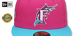 Marlins MIAMI VICE SIDE-PATCH Beetroot-Blue Fitted Hat by New Era - 3rd View