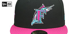 Marlins MIAMI VICE SIDE-PATCH Black-Beetroot Fitted Hat by New Era - 3rd View