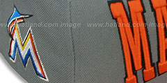 Marlins PRO-ARCH Grey-Orange Fitted Hat by New Era - 3rd View