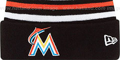 Marlins STRIPEOUT Knit Beanie Hat by New Era - 3rd View