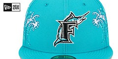 Marlins TONAL WAVE Teal Fitted Hat by New Era - 3rd View