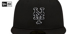 Mets BATTING PRACTICE TRUCKER Black-White Fitted Hat by New Era - 3rd View