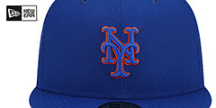 Mets BATTING PRACTICE TRUCKER Royal Fitted Hat by New Era - 3rd View