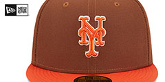 Mets HARVEST SIDE-PATCH Brown-Orange Fitted Hat by New Era - 3rd View