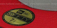 New Era 2T 59FIFTY-BLANK Grey-Red Fitted Hat - 3rd View