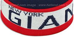 NY Giants THE-BUTTON Knit Beanie Hat by Michell and Ness - 3rd View