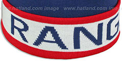 NY Rangers THE-BUTTON Knit Beanie Hat by Michell and Ness - 3rd View