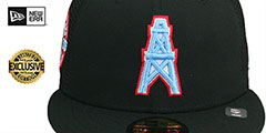 Oilers EST 1960 MESH-BACK SIDE-PATCH Black-Black Fitted Hat by New Era - 3rd View