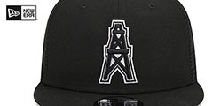 Oilers THROWBACK TEAM-BASIC TRUCKER SNAPBACK Black-White Hat by New Era - 3rd View