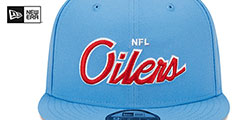 Oilers THROWBACK TEAM-SCRIPT SNAPBACK Sky Hat by New Era - 3rd View