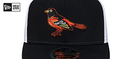 Orioles COOPERSTOWN TRUCKER STRETCH-SNAP Black-White Hat by New Era - 3rd View