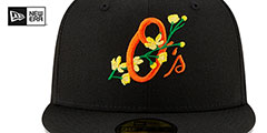 Orioles LOGO BLOOM SIDE-PATCH Black-Yellow Fitted Hat by New Era - 3rd View