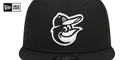 Orioles TEAM-BASIC TRUCKER SNAPBACK Black-White Hat by New Era - 3rd View