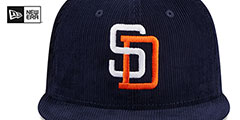 Padres OLD SCHOOL CORDUROY SIDE-PATCH Navy Fitted Hat by New Era - 3rd View