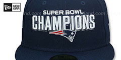 Patriots 6X SIDE-PATCH SUPER BOWL CHAMPIONS Navy Fitted Hat by New Era - 3rd View