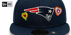 Patriots CHAIN STITCH HEARTS Navy Fitted Hat by New Era - 3rd View