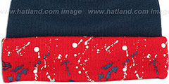 Patriots SPLATTER SPECK Navy-Red Knit Beanie Hat by New Era - 3rd View