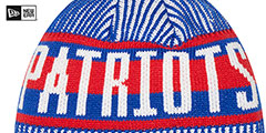 Patriots THROWBACK STRIPED Knit Beanie Hat by New Era - 3rd View