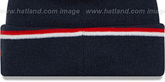 Patriots THROWBACK TEAM-RELATION Navy-Red Knit Beanie by New Era - 3rd View