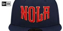 Pelicans DIAMOND 75 CITY-SERIES ALTERNATE Navy Fitted Hat by New Era - 3rd View