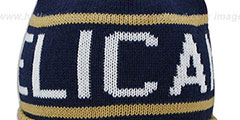 Pelicans HIGH-5 CIRCLE BEANIE Navy-Gold by Mitchell and Ness - 3rd View