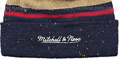 Pelicans SPECKLED Navy-Gold Knit Beanie by Mitchell and Ness - 3rd View