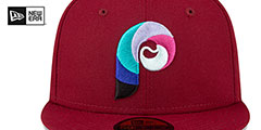 Phillies 1980 WS POLAR LIGHTS Burgundy-Lavender Fitted Hat by New Era - 3rd View