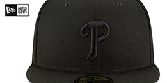 Phillies BLACKOUT Fitted Hat by New Era - 3rd View