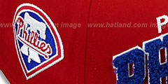 Phillies CHENILLE-ARCH SNAPBACK Red-Royal Hat by New Era - 3rd View