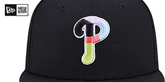 Phillies COLOR PACK SIDE-PATCH Black Fitted Hat by New Era - 3rd View