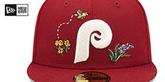 Phillies COOP FLORAL WATERCOLORS Burgundy Fitted Hat by New Era - 3rd View