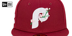 Phillies LOGO BLOOM SIDE-PATCH Burgundy-Pink Fitted Hat by New Era - 3rd View