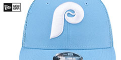 Phillies COOP LOW-CROWN TRUCKER SNAPBACK Sky Hat by New Era - 3rd View