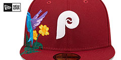 Phillies COOPERSTOWN SIDE-BLOOM Burgundy Fitted Hat by New Era - 3rd View