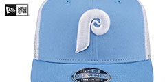 Phillies COOPERSTOWN TRUCKER STRETCH-SNAP Sky-White Hat by New Era - 3rd View