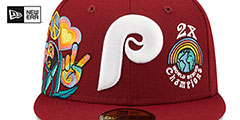 Phillies GROOVY Burgundy Fitted Hat by New Era - 3rd View