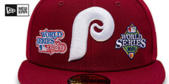 Phillies HISTORIC CHAMPIONS Burgundy Fitted Hat by New Era - 3rd View