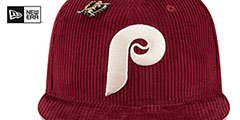 Phillies LETTERMAN PIN CORDUROY Burgundy Fitted Hat by New Era - 3rd View