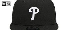 Phillies TEAM-BASIC TRUCKER SNAPBACK Black-White Hat by New Era - 3rd View