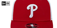 Phillies TRUCKER STRETCH-SNAP Red-White Hat by New Era - 3rd View