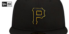 Pirates BATTING PRACTICE TRUCKER Black-Gold Fitted Hat by New Era - 3rd View